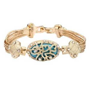 Authentic Gold Plated Turkish Jewelry Hollow Style Heart Bracelet for Women