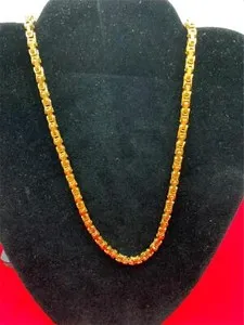Authentic 38" GOLD PLATED 4MM BYZANTINE TURKISH BOX ROPE CHAIN NECKLACE