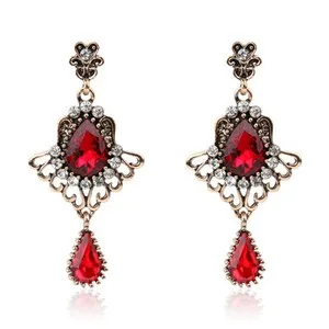 Authentic Turkish Style Rose Gold Plated red Glass Earrings