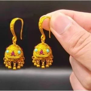 Authentic Aura of the Gilded Bell: Sacred Jhumka Adornments