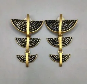 Authentic Vintage Turkish Gold Plated Cascading Fan Dangle Clip On Earrings
