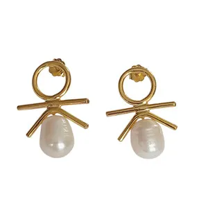 Authentic Radiant Pearl and Gold-Plated Silver Turkish Studs