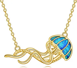 Authentic Tears of the Ocean Tide - Golden Abyssal Jellyfish Talisman in 925 Sterling Silver