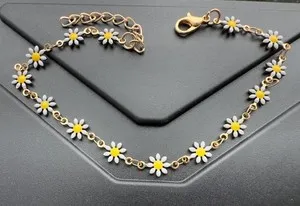 Authentic Beauty Women's Paint Colore Flower 9.5in Boho Beach Anklet 14K Rose Gold Plated