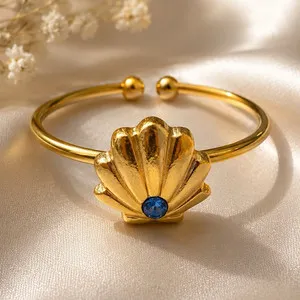 Authentic Celestial Tide Talisman - Azure Stone Shell Wisdom Ring