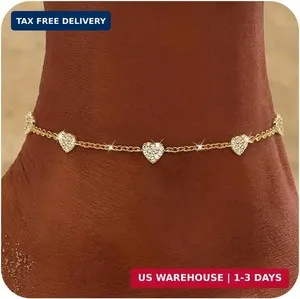 Authentic Anklets for Women Waterproof 14K Gold Plated Cz Beach Ankle Bracelets Dainty Sum