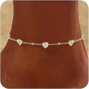 Authentic Anklets for Women Waterproof 14K Gold Plated Cz Beach Ankle Bracelets Dainty Sum