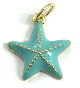 Authentic Starfish Charm Necklace Pendant Seashell Gold Plated Enamel Beach Jewelry