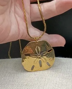 Authentic The Sunlit Tide Vintage Monet Gold-Plated Sand Dollar Talisman