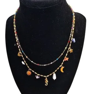 Authentic Coastal Charm Necklace 18K Gold Plated Summer Beach Vacation Mermaidcore