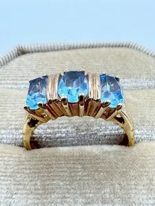 Authentic Celestial Azure Tide Talisman - March Birthstone Ethereal Gold-Plated Ring