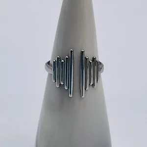 Authentic Modern Ring White Gold Plated Art Nouveau Style Minimalist Coastal Beach