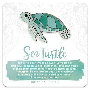 Authentic Sea Turtle Enamel Pin - Gold Plated Nature Jewelry - Beach & Ocean Animal Brooch