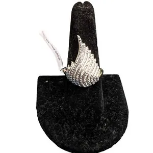 Authentic Palm Beach Jewelry Sterling Silver Gold Plated Ring Angel Wing CZ stones Size 8.