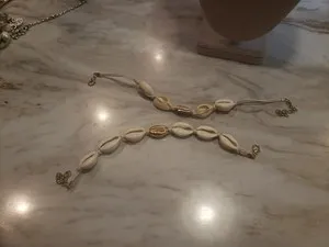 Authentic 18K Gold Plated Cowrie Shell Seashell Anklet & Bracelet Beach Jewelry Boho