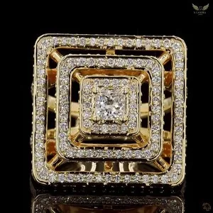 Authentic Eternal Radiance: 1.63ct Lab Created Diamond Yellow Gold Plated Statement Ring