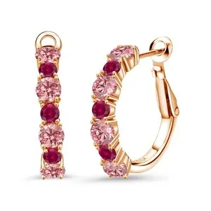 Authentic Radiant Hearts of Passion: The 18K Rose Gold Vermeil Ruby and Diamond Hoop