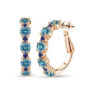 Authentic Celestial Azure Embrace: The Rose Gold Sapphire Hoop