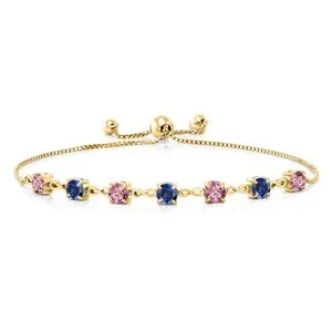Authentic 2.49 Ct Pink Lab Grown Diamond Created Sapphire 18K Yellow Gold Plated Silver