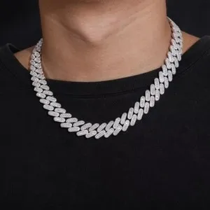 Authentic 23ct Lab Created Baguette Diamond 14K Gold Plated 15mm Miami Cuban Link Necklace