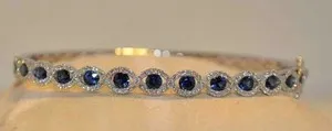 Authentic 7CT Oval Cut Blue Lab Created Women's Tennis Bracelet 14k White Gold Plated