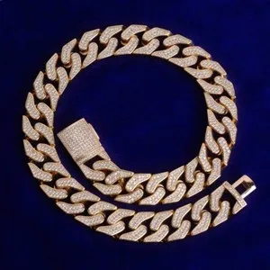 Authentic 28Ctw Lab Created Diamond 14K Rose Gold Plated 20mm Miami Cuban Link Chain Men's