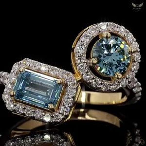 Authentic The Cerulean Constellation Cocktail Ring in Radiant Gold