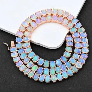 Authentic Solar Flare Talisman 38Ct Oval- Cut Fire Opal Necklace In 14K Rose Gold Plate