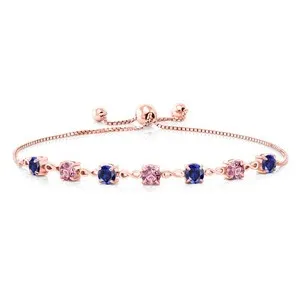 Authentic Rose Petal Kisses: 2.48 Ct Lab Grown Pink Sapphire in 18K Rose Gold Plated Silver