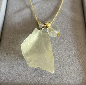 Authentic 18K Gold Plated Unique Citrine Raw Pendant, One of a Kind, Mother's Day