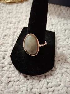 Authentic One Of A Kind Vintage Moss Agate Gold Plated Ring Size 8