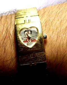 Authentic Betty Boop Watch Heart-Shaped Customized One-of-a-Kind Heavy Gold Plated Beauty