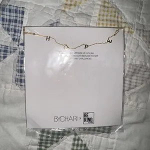Authentic Bychari HOPE Gold Plated 18” Necklace featured in Ellen Be Kind Fall Box NWT