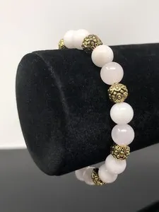 Authentic 8” Pink Aquamarine Crystal Toggle Clasp Gold Plated Bracelet 1 Of A Kind P19