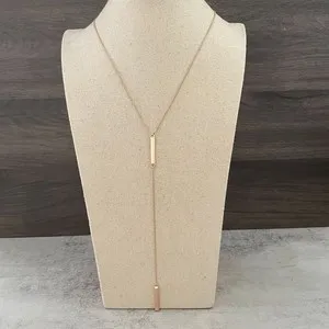 Authentic Kendra Scott Shelton 14K Rose Gold Plated Hexagonal Bar Y Drop Lariat Necklace