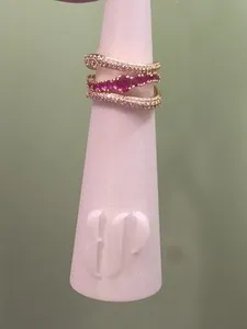 Authentic The Elodie Ring: Radiant Lab-Created Pink Ruby Set in Warm Gold