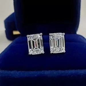Authentic Emerald Radiance Illumination Studs - 2Ct Lab Created Diamond 14K White Gold Plated Talisman