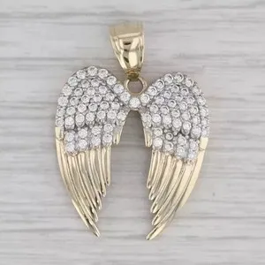 Authentic Celestial Wings of Light Moissanite Angel Pendant - 14K Gold-Plated Spiritual Protector Amulet