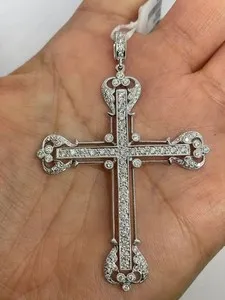 Authentic Celestial Cross Starlight Talisman - 14k White Gold Plated Spiritual Radiance Pendant