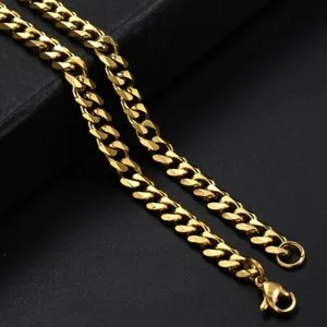 Authentic 16"-36" Chain Mens Necklace Gold Plated Curb Cuban 3/5/7/9/11mm