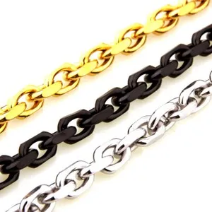 Authentic Men's Gold Plated/Black Plated Rolo Oval Link Chain Necklace