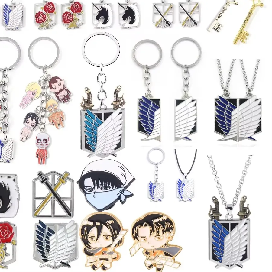 Authentic Anime Attack On Titan Keychain Shingeki no Kyojin Scouting Legion Emblem Pendant Key Chain for Women Men Cosplay Jewelry