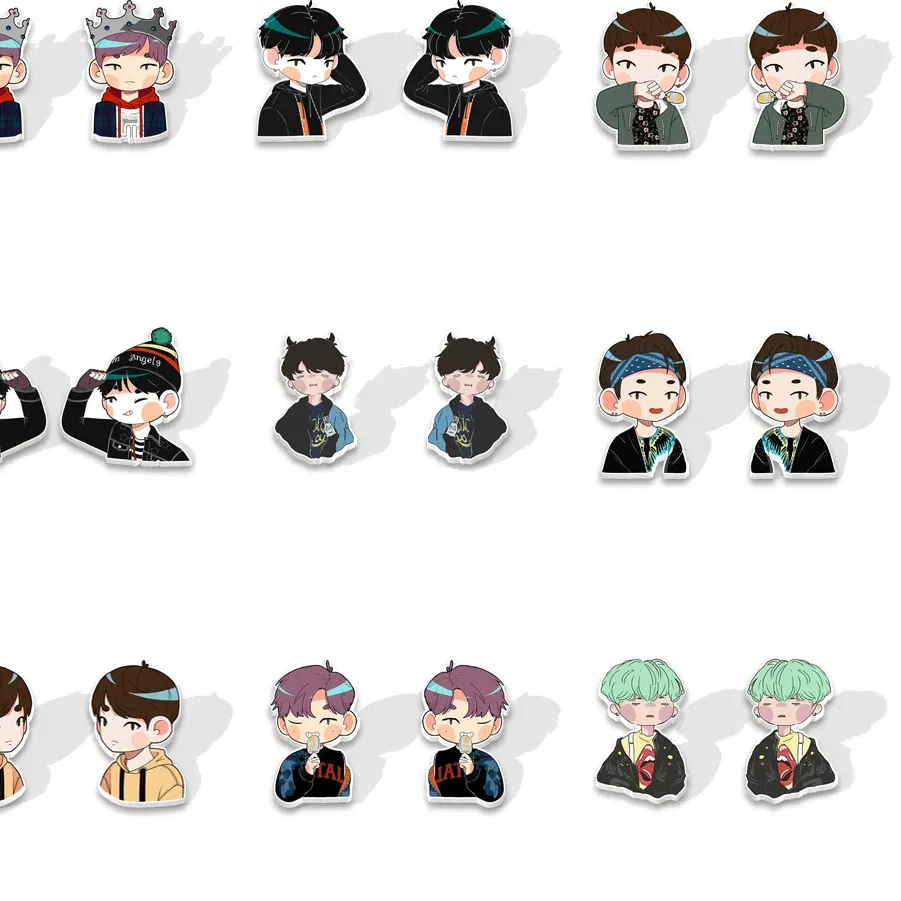 Authentic Cute Acrylic Resin Epoxy Stud Earrings Bulletpro of Boy Scouts Singer Boys Earrings Charm Accessories