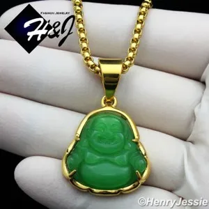 Authentic 18"-36" 3mm Gold Plated Box Chain Rhinestone Buddha Pendant*P123