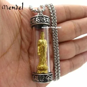 Authentic MENDEL Mens 18k Gold Plated Thai Tibetan Buddha Pendant Necklace