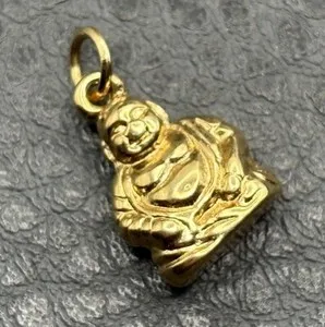 Authentic Laughing Buddha Dainty Pendant Charm Gold Plated with Loop Bail