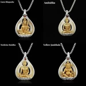 Authentic Gold Plated Buddha Necklace Buddha Statue Protector Necklace Amulet Meditation