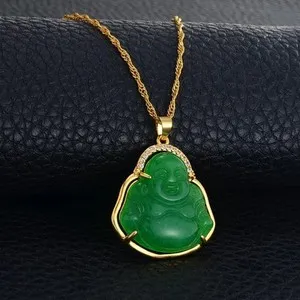 Authentic Jade Buddha necklace,18k gold plated buddha necklace,buddah necklace,buhddah