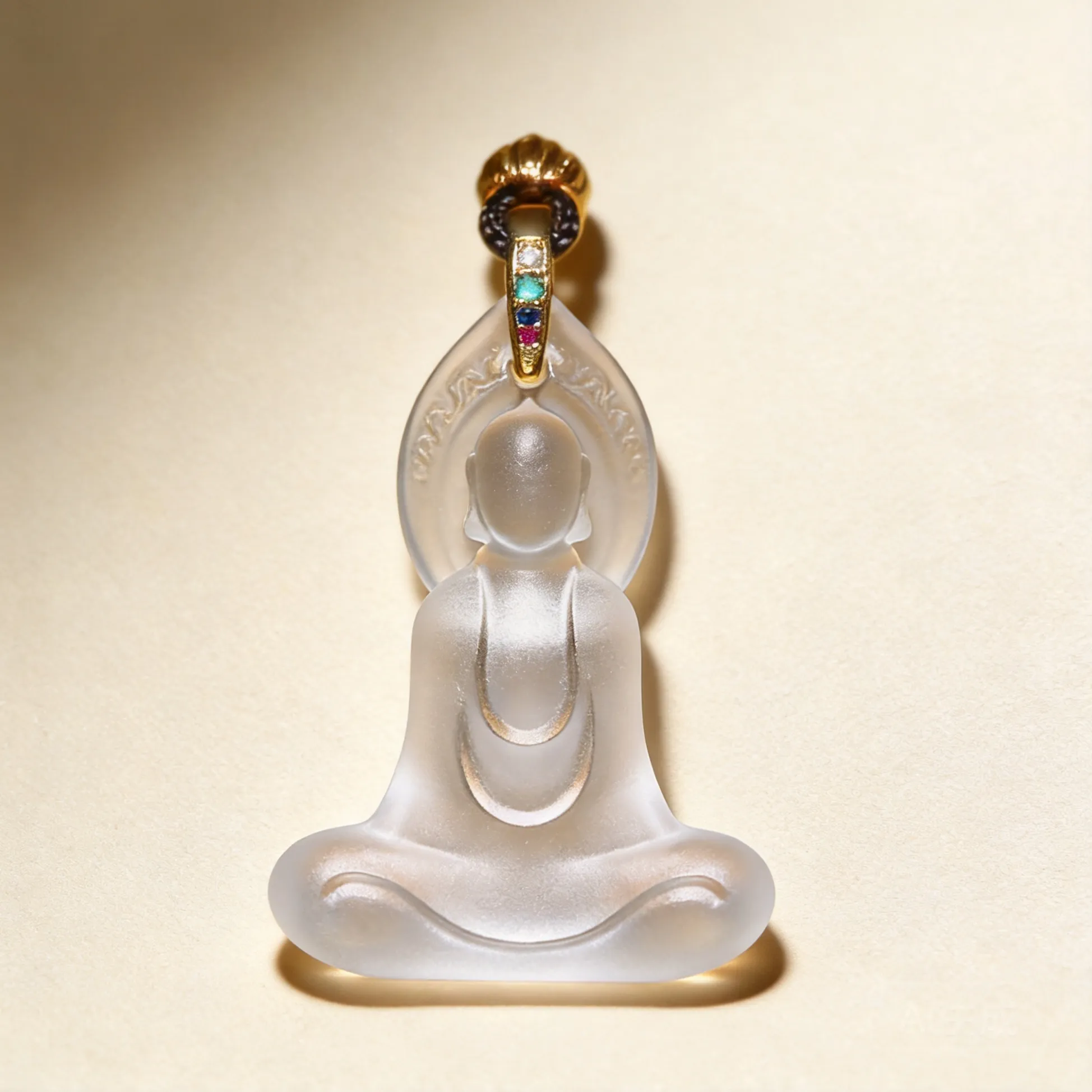Authentic Chinese Style Frosted Liuli Faceless Buddha Pendant Necklace Peace Blessing Wealth Attracting Lucky Jewelry For Men Women Amulet