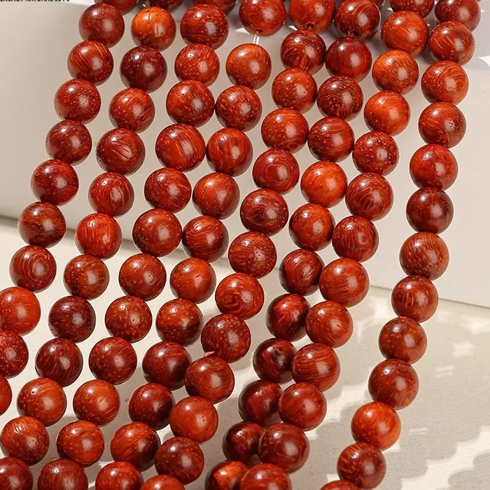 Authentic Natural Wood Bead Red Rosewood Round Buddha Bead 6 8 10mm Pick Size For Jewelry Making Diy Necklace Bracelet Accessory 15" Inch